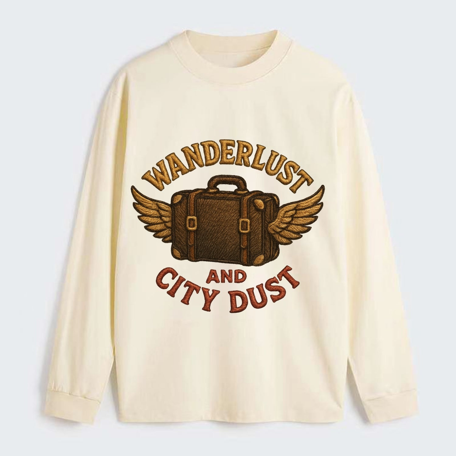 Wanderlust And City Dust  - Classic Long Sleeve Shirt - Beige