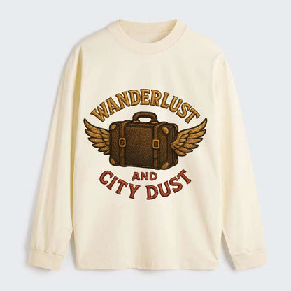 Wanderlust And City Dust  - Classic Long Sleeve Shirt - Beige