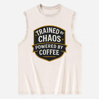 Trained by chaos, powered by coffee - Vintage Washed Tank - Beige