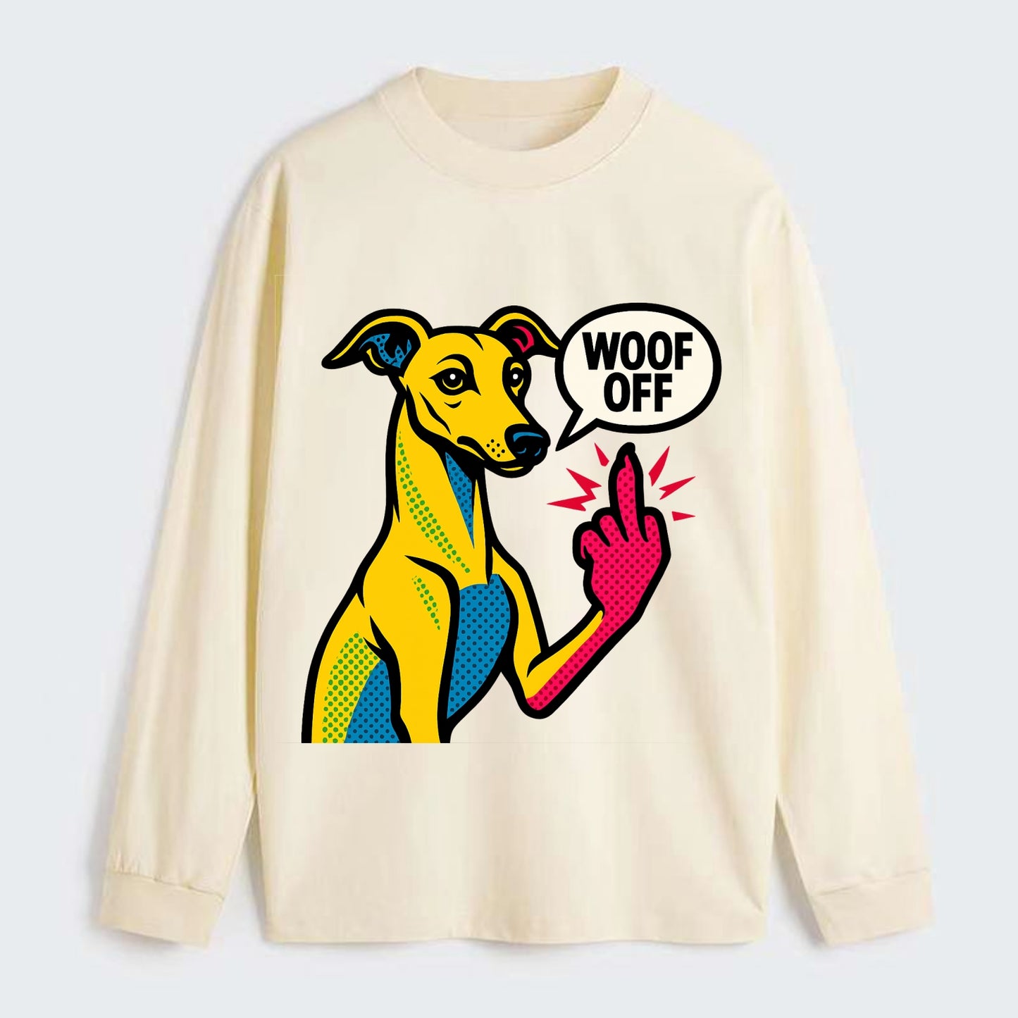 Whippet sleek athletic greyhound-like, elegant long paw giving sass - Classic Long Sleeve Shirt - Beige