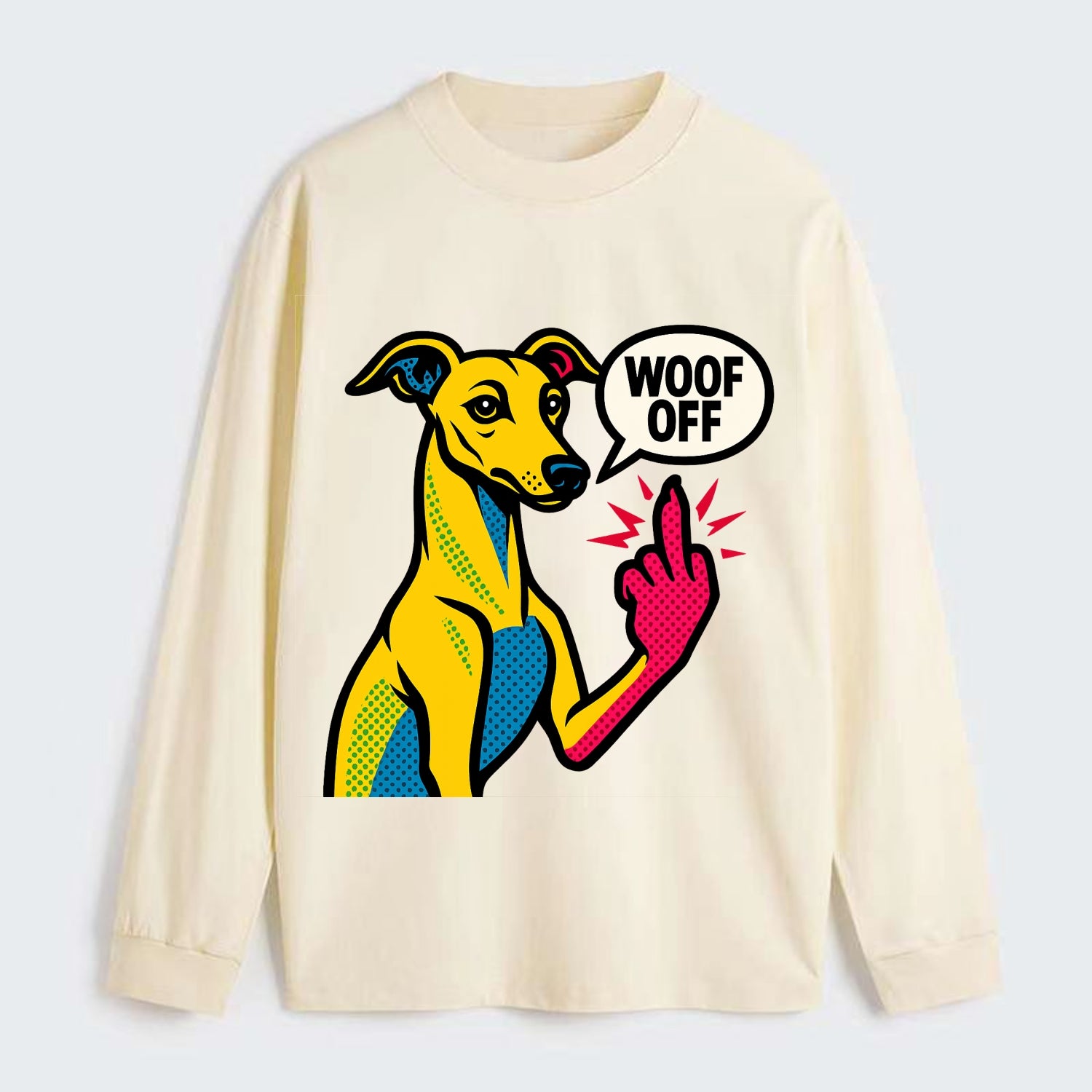 Whippet sleek athletic greyhound-like, elegant long paw giving sass - Classic Long Sleeve Shirt - Beige
