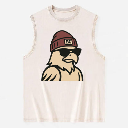 Chestnut Hill Eagle wearing Boston College beanie with BC patch - Vintage Washed Tank - Beige
