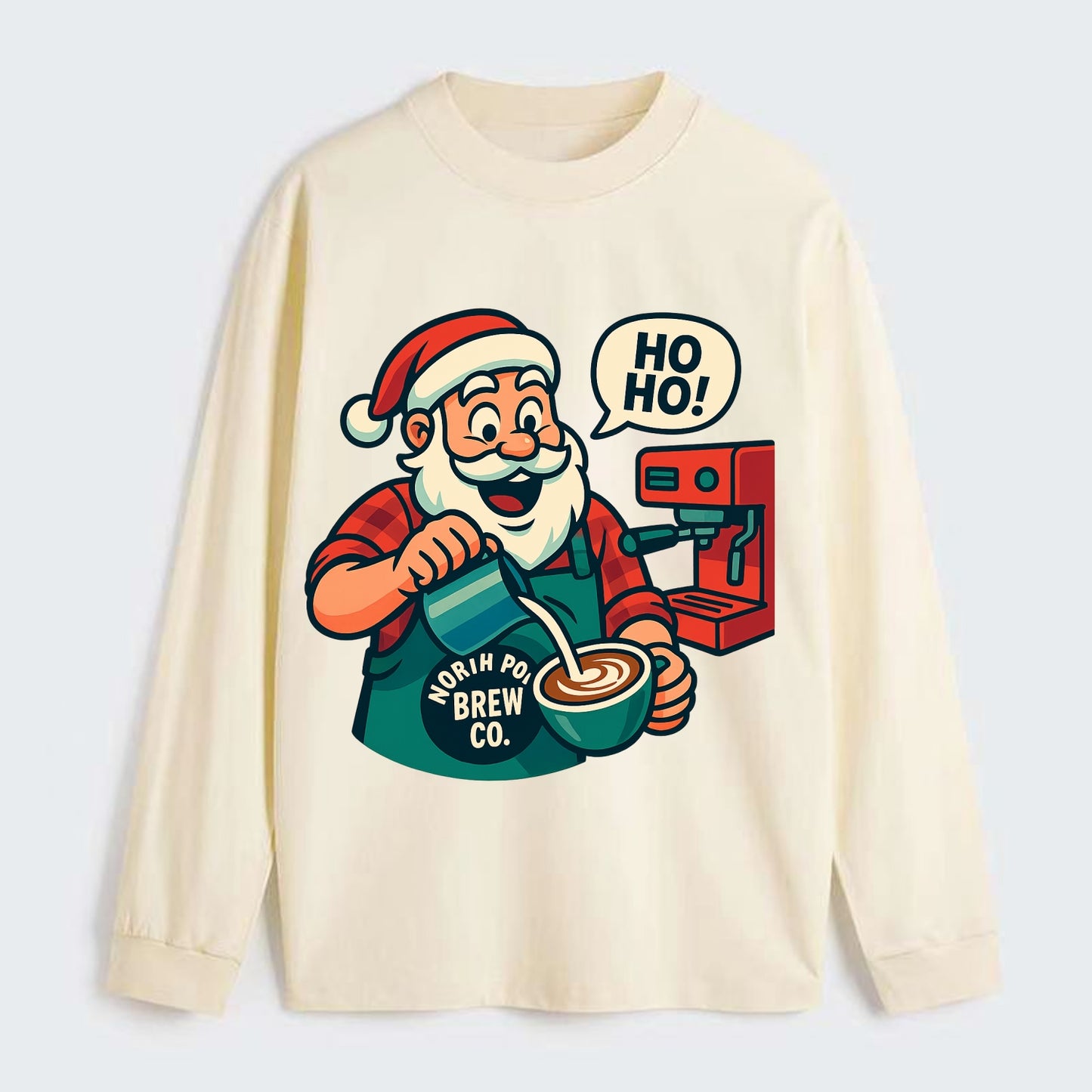 Santa Barista - Classic Long Sleeve Shirt - Beige