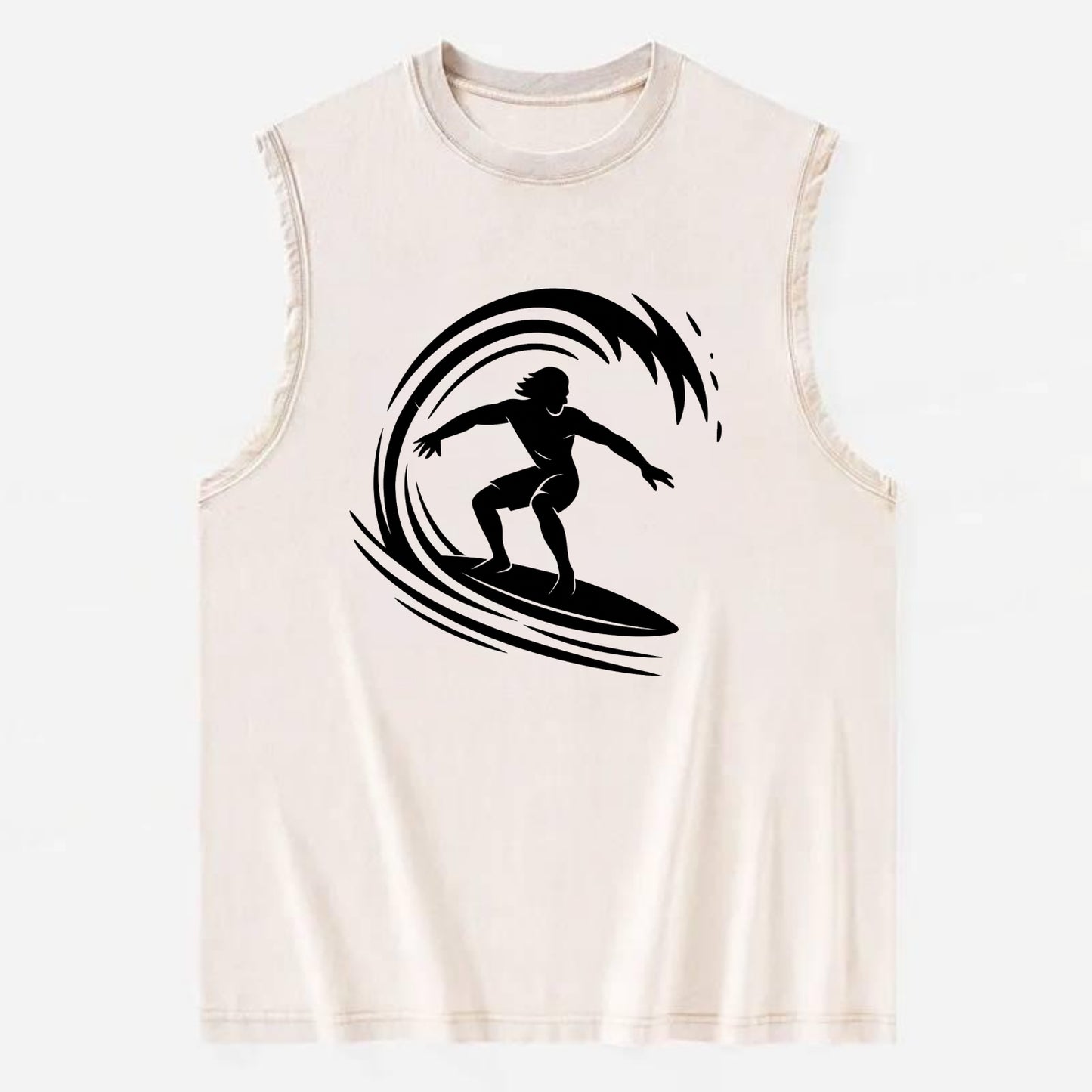 Hawaiian surfer riding big wave - Vintage Washed Tank - Beige