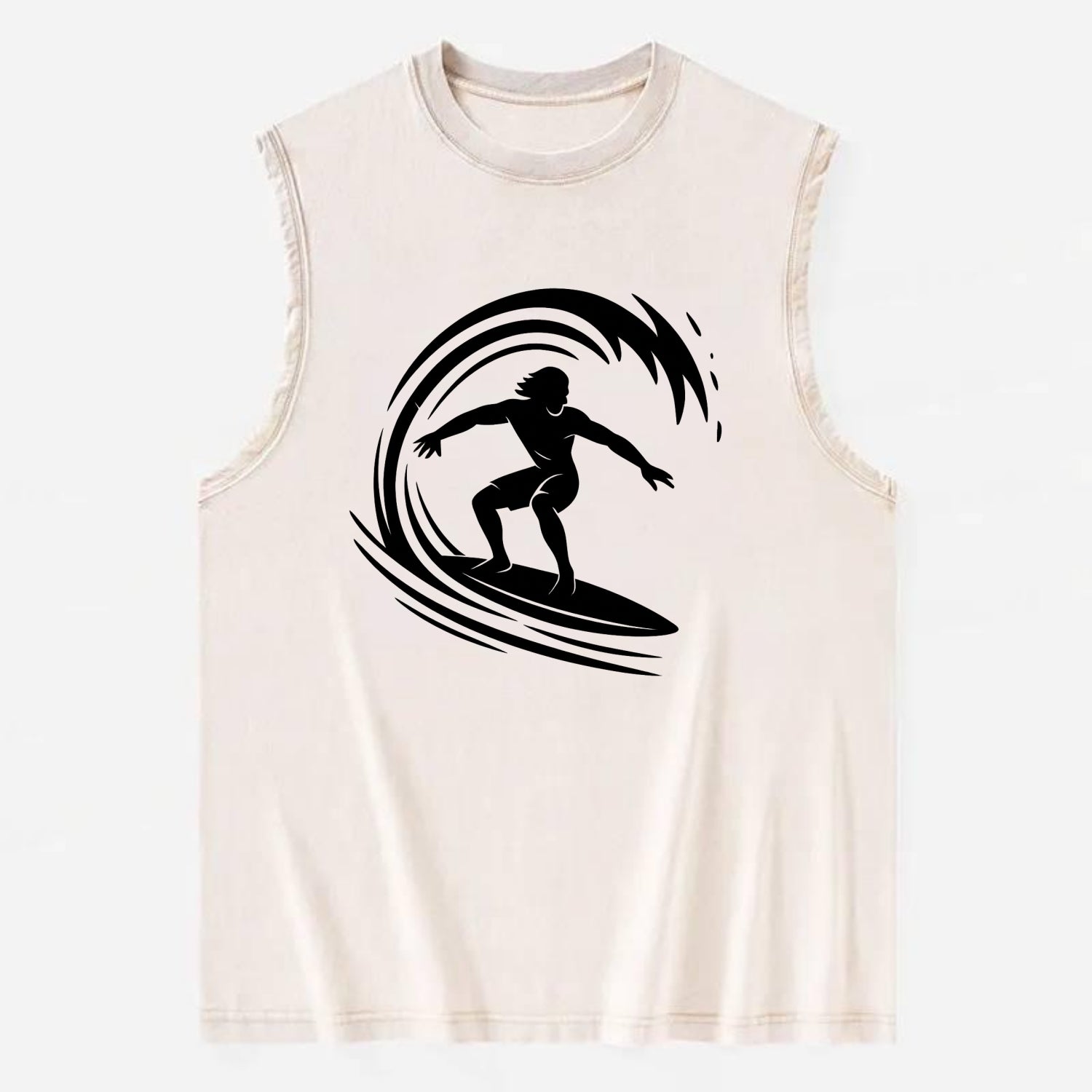Hawaiian surfer riding big wave - Vintage Washed Tank - Beige
