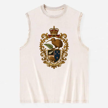 New Zealand Kiwi Emblem  - Vintage Washed Tank - Beige
