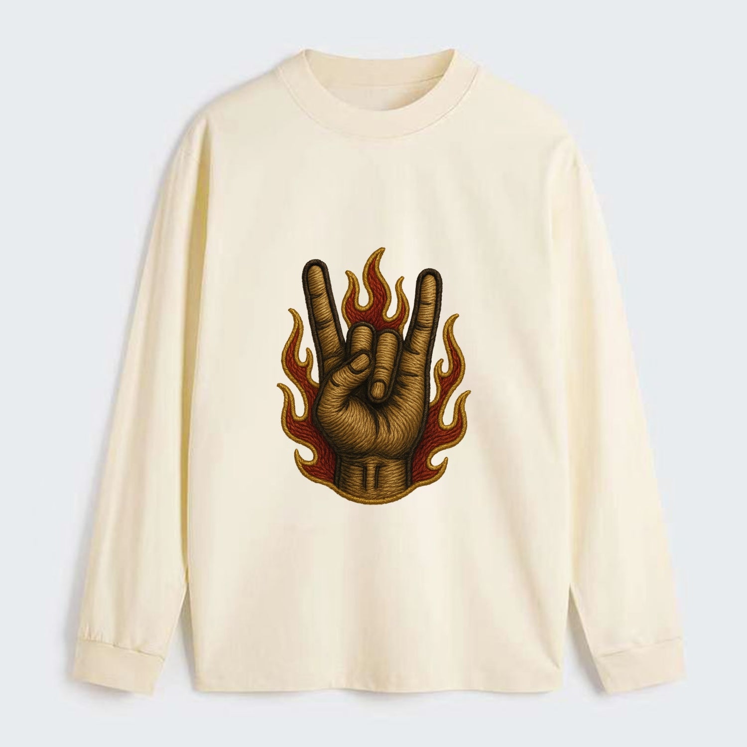 Devil Horns  - Classic Long Sleeve Shirt - Beige