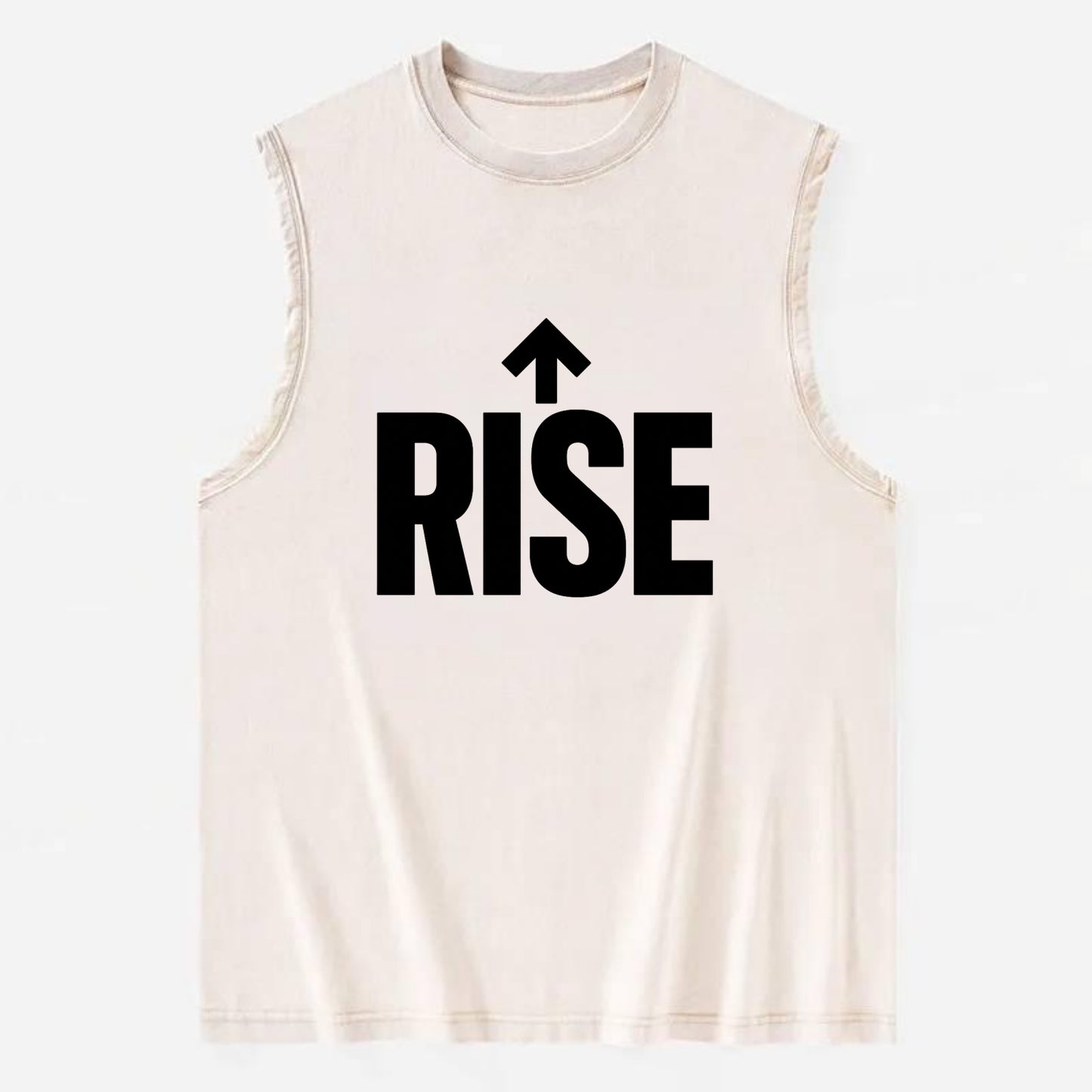 Bold typography design - "RISE" - getting up, ascending, elevating - Vintage Washed Tank - Beige