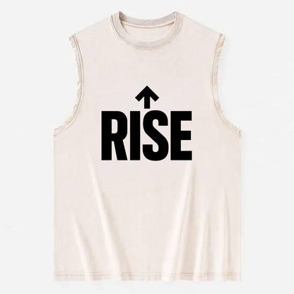 Bold typography design - "RISE" - getting up, ascending, elevating - Vintage Washed Tank - Beige