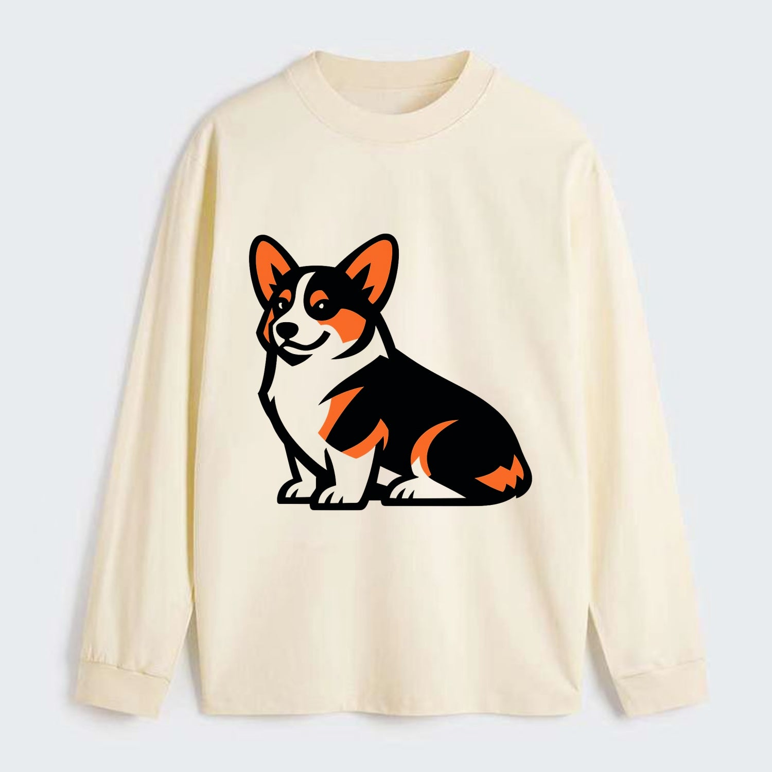 Tricolor Corgi Charm - Classic Long Sleeve Shirt - Beige