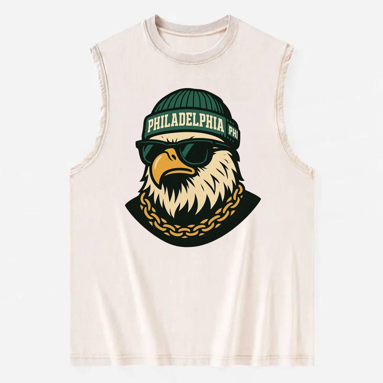 "eagle" "philadelphia" "phi" "green" "us East" - Vintage Washed Tank - Beige