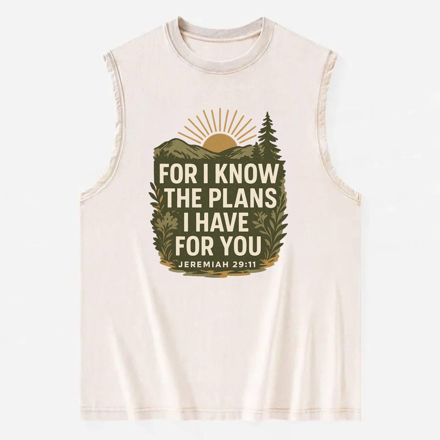 Jeremiah 29:11 Sunrise - Vintage Washed Tank - Beige