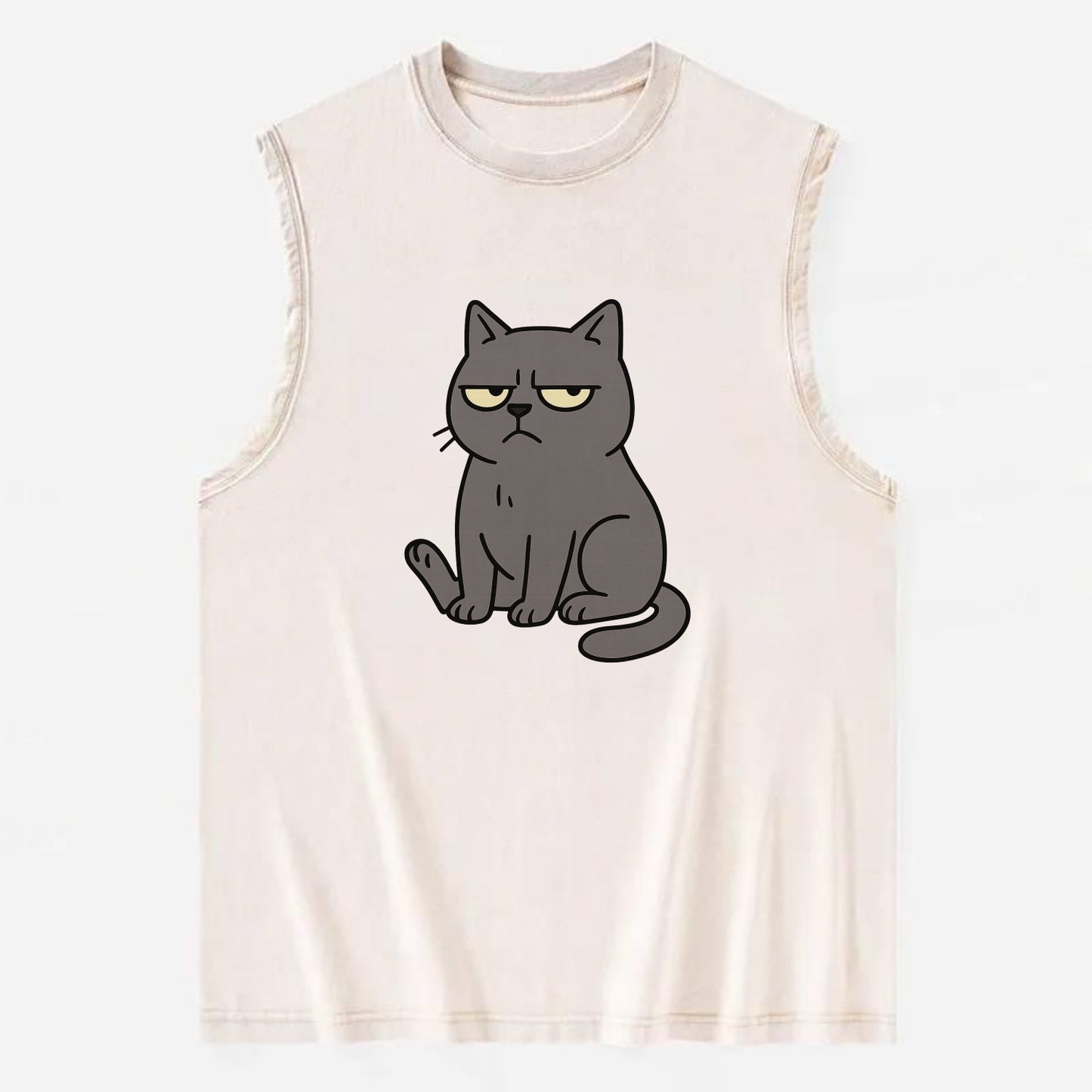 The Cat Judging Silently - Vintage Washed Tank - Beige