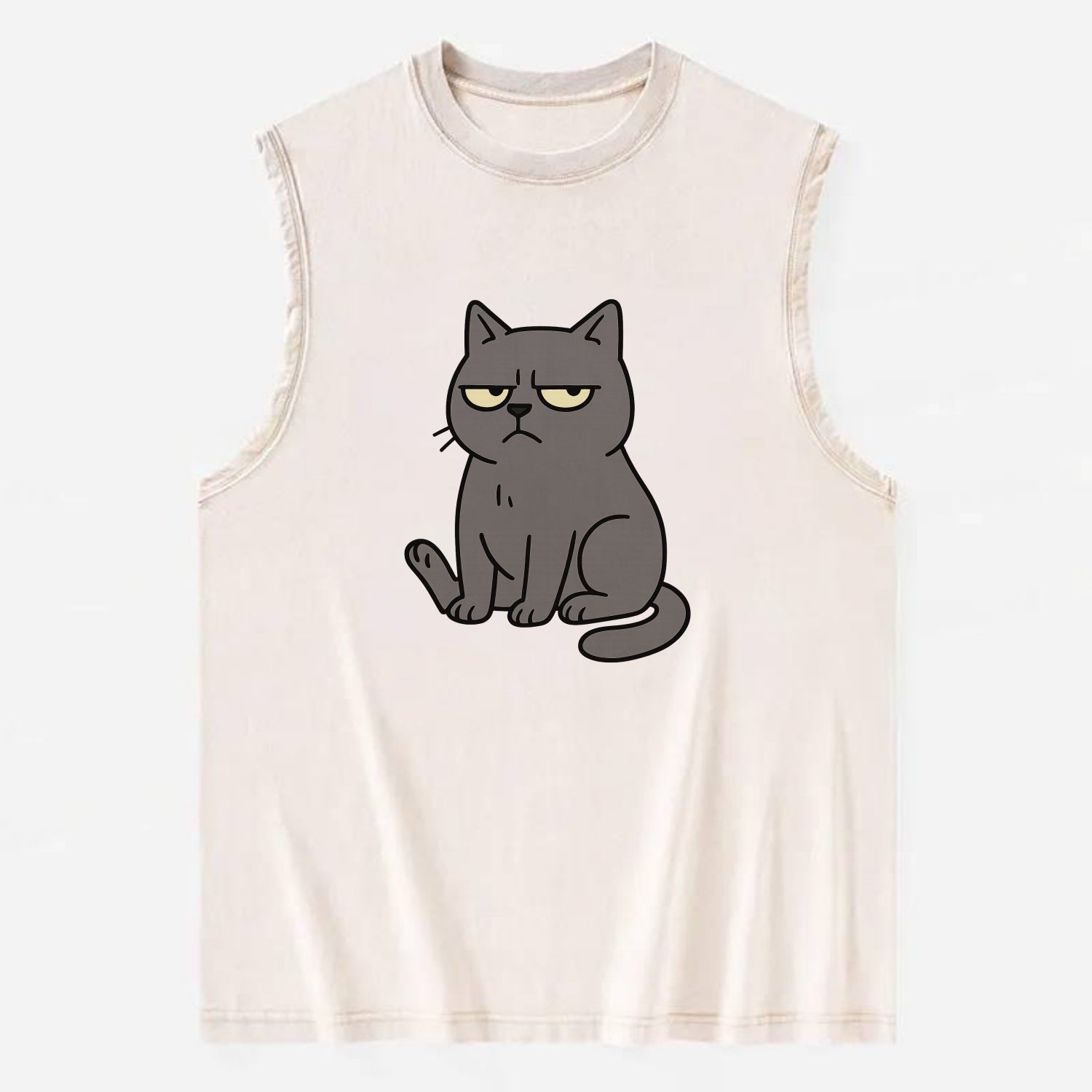 The Cat Judging Silently - Vintage Washed Tank - Beige