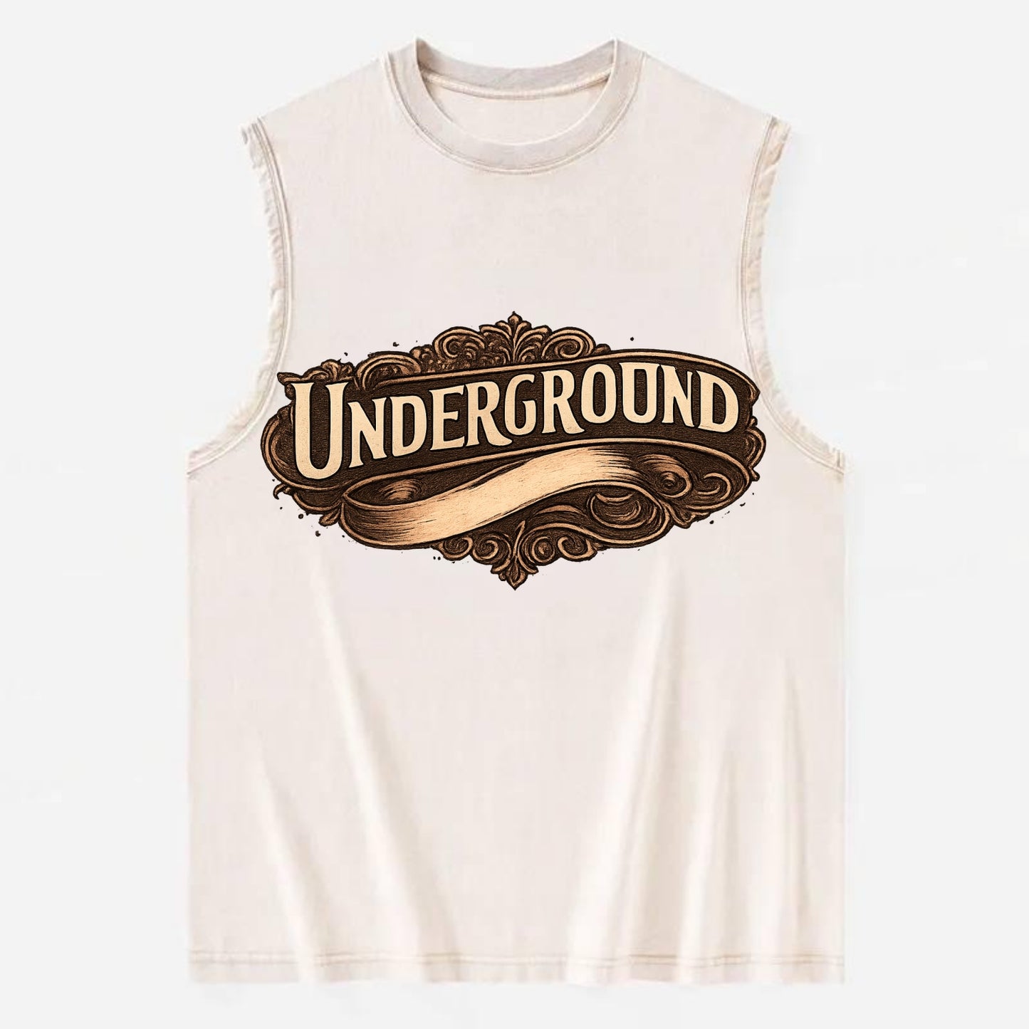Bold typography design - "UNDERGROUND" - hidden scene, alternative - Vintage Washed Tank - Beige