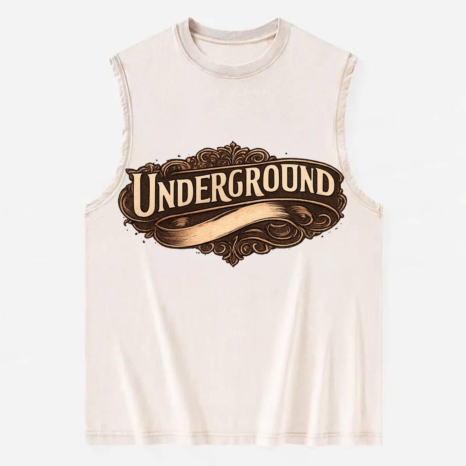 Bold typography design - "UNDERGROUND" - hidden scene, alternative - Vintage Washed Tank - Beige