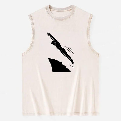 Cliff diver perfect form - Vintage Washed Tank - Beige