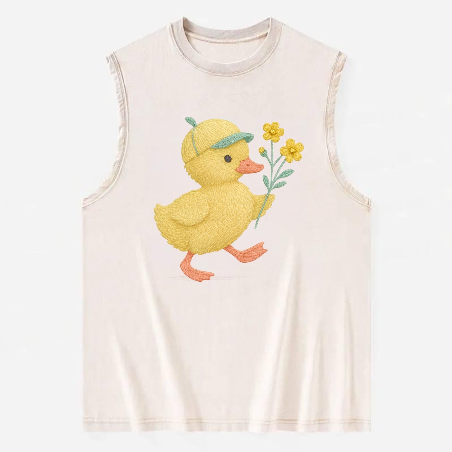 Yellow Duckling - Vintage Washed Tank - Beige