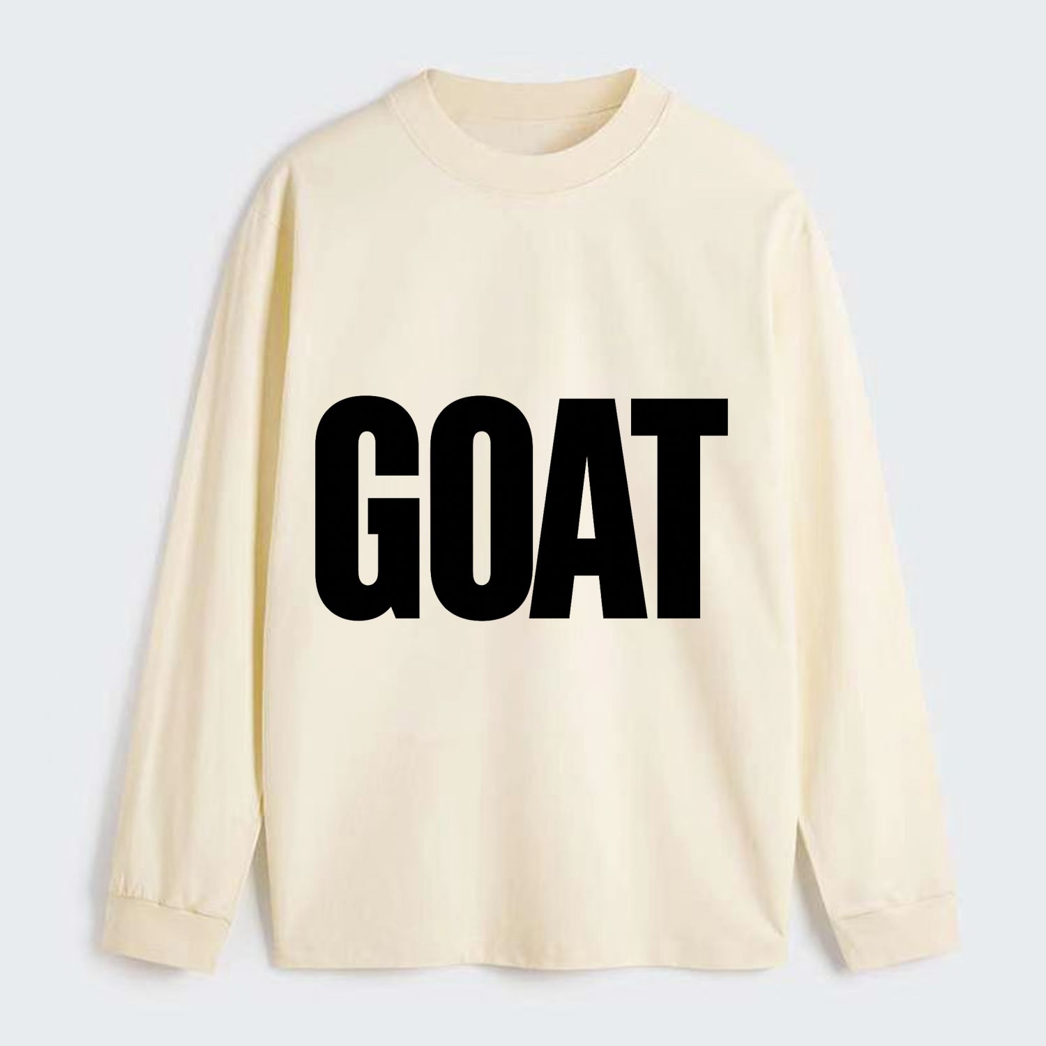 Bold typography design - "GOAT" - greatest of all time - Classic Long Sleeve Shirt - Beige