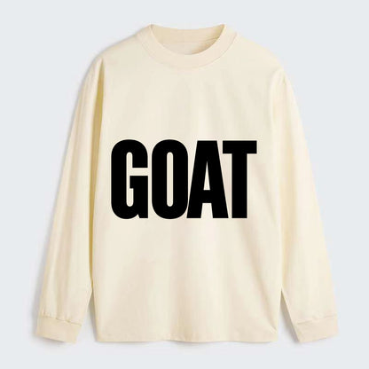 Bold typography design - "GOAT" - greatest of all time - Classic Long Sleeve Shirt - Beige