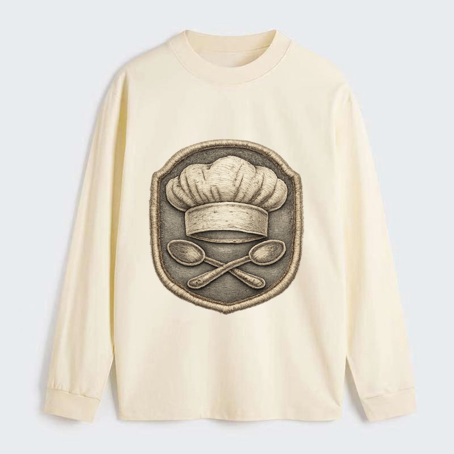 COOKING CHEF HAT - toque blanche with crossed spoons in white and - Classic Long Sleeve Shirt - Beige