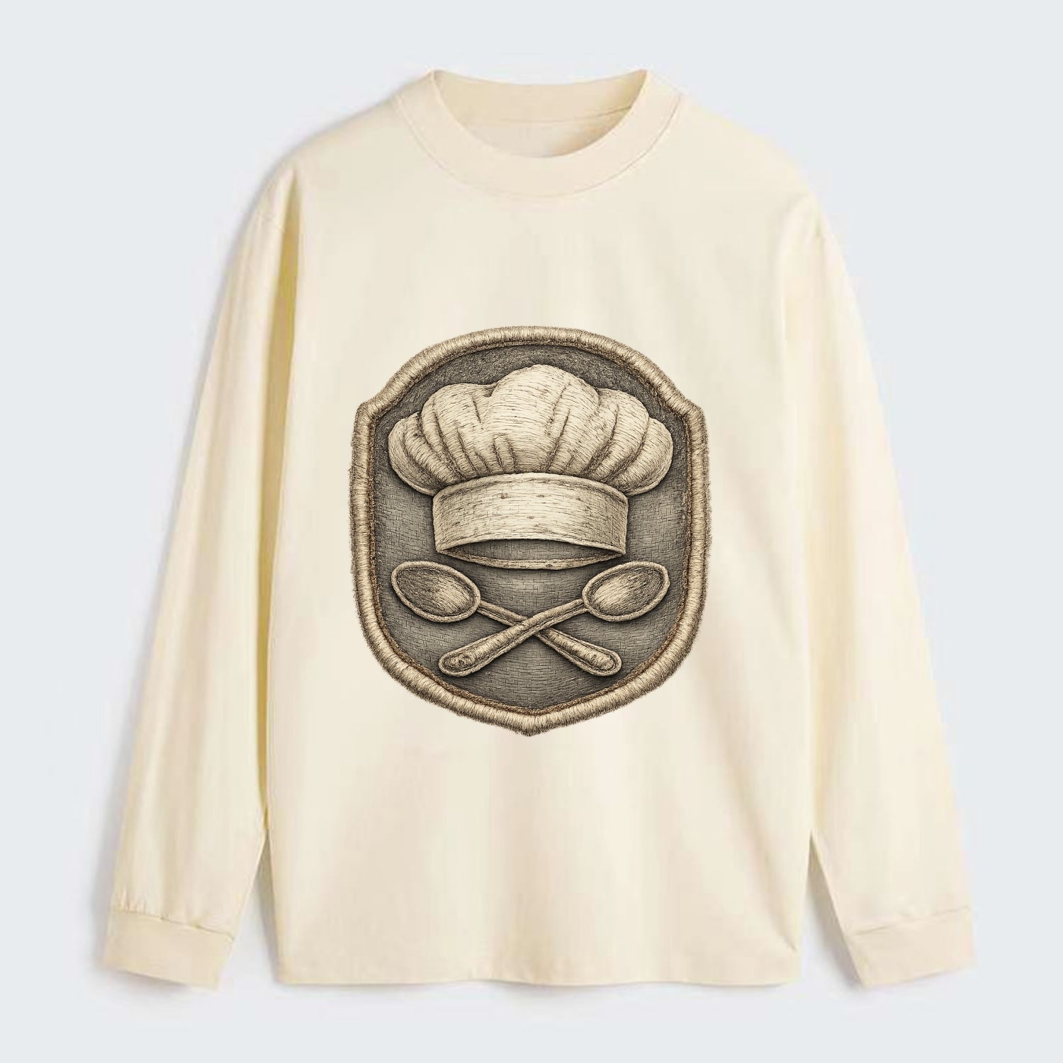 COOKING CHEF HAT - toque blanche with crossed spoons in white and - Classic Long Sleeve Shirt - Beige
