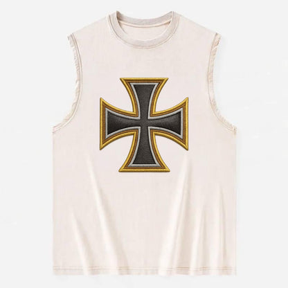 Teutonic Cross  - Vintage Washed Tank - Beige