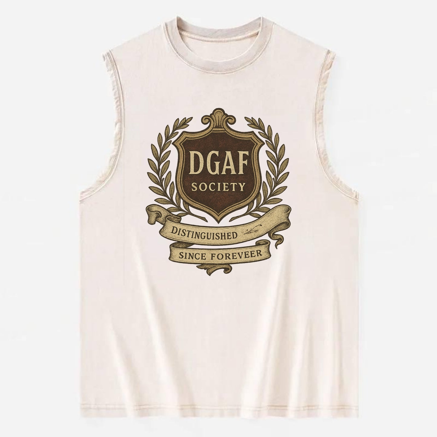 Official membership card design - "DGAF Society - Distinguished Members Since - Vintage Washed Tank - Beige