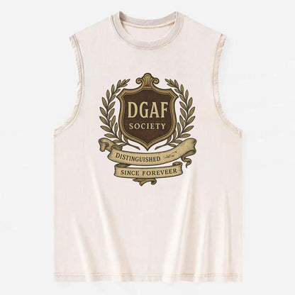 Official membership card design - "DGAF Society - Distinguished Members Since - Vintage Washed Tank - Beige