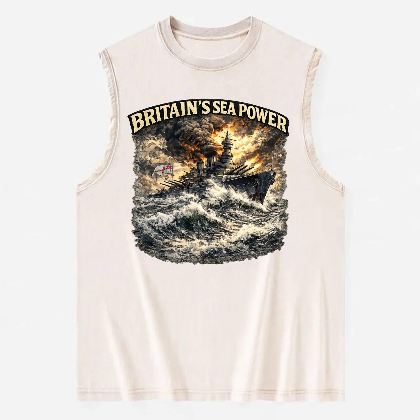 Britain's Sea Power - Vintage Washed Tank - Beige
