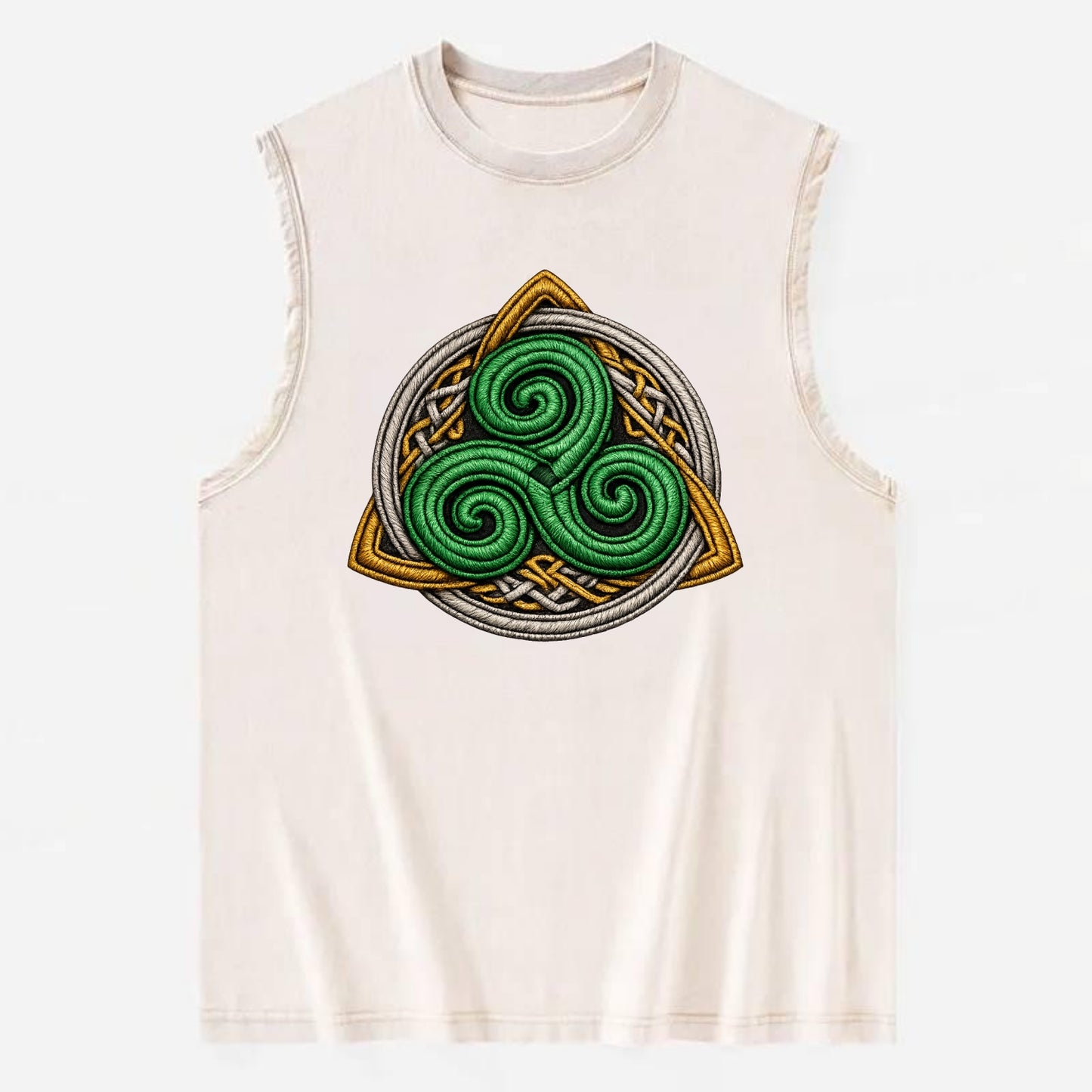 Spiral Knot Triskele - Vintage Washed Tank - Beige