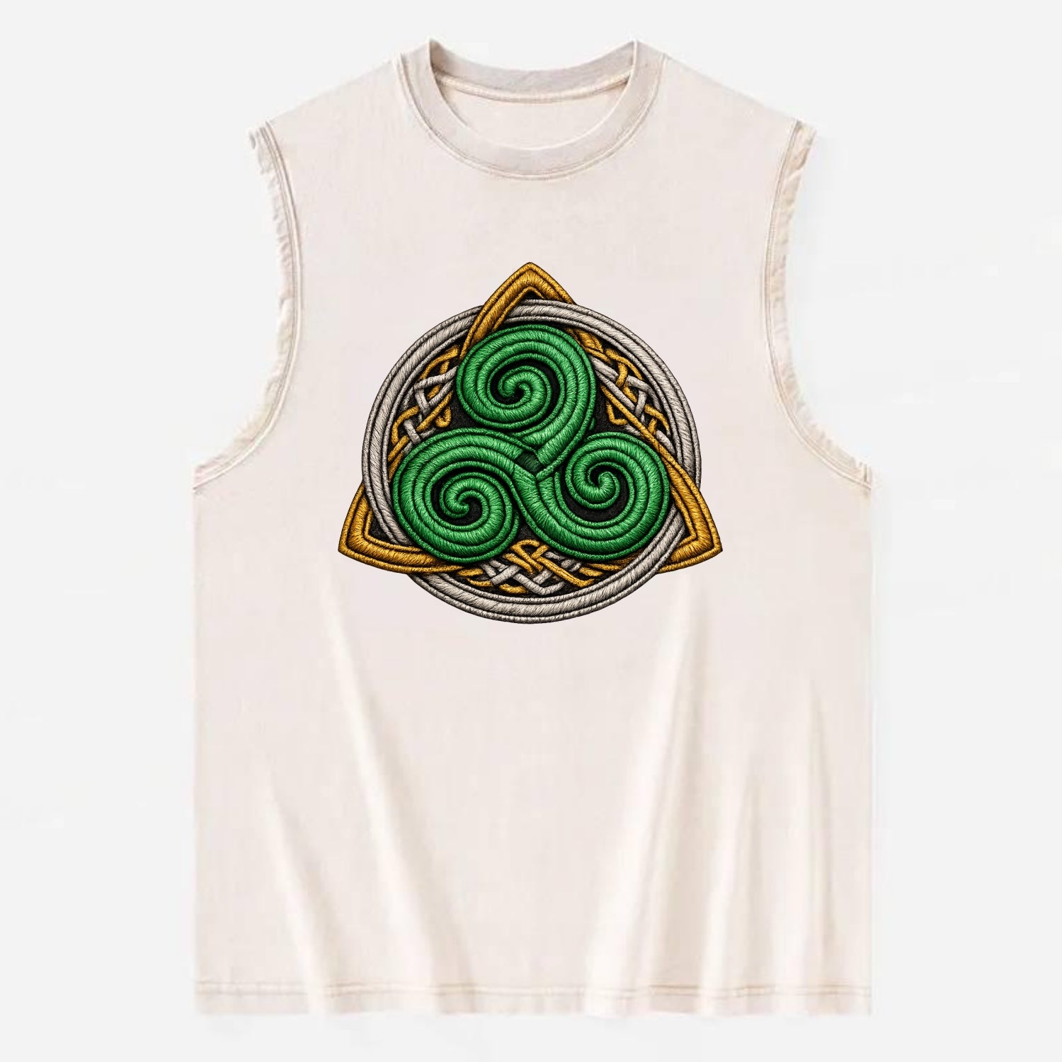 Spiral Knot Triskele - Vintage Washed Tank - Beige