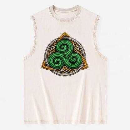 Spiral Knot Triskele - Vintage Washed Tank - Beige