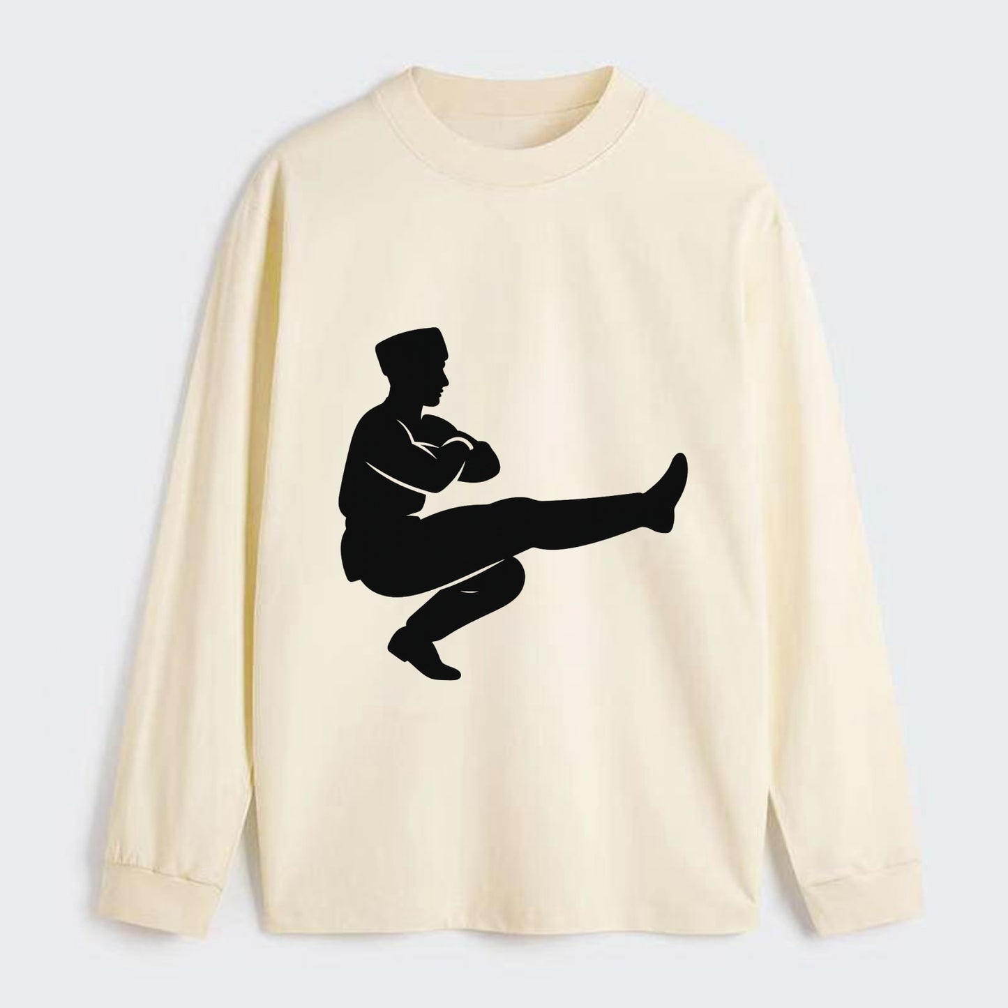 Russian Cossack dancer squat kick - Classic Long Sleeve Shirt - Beige