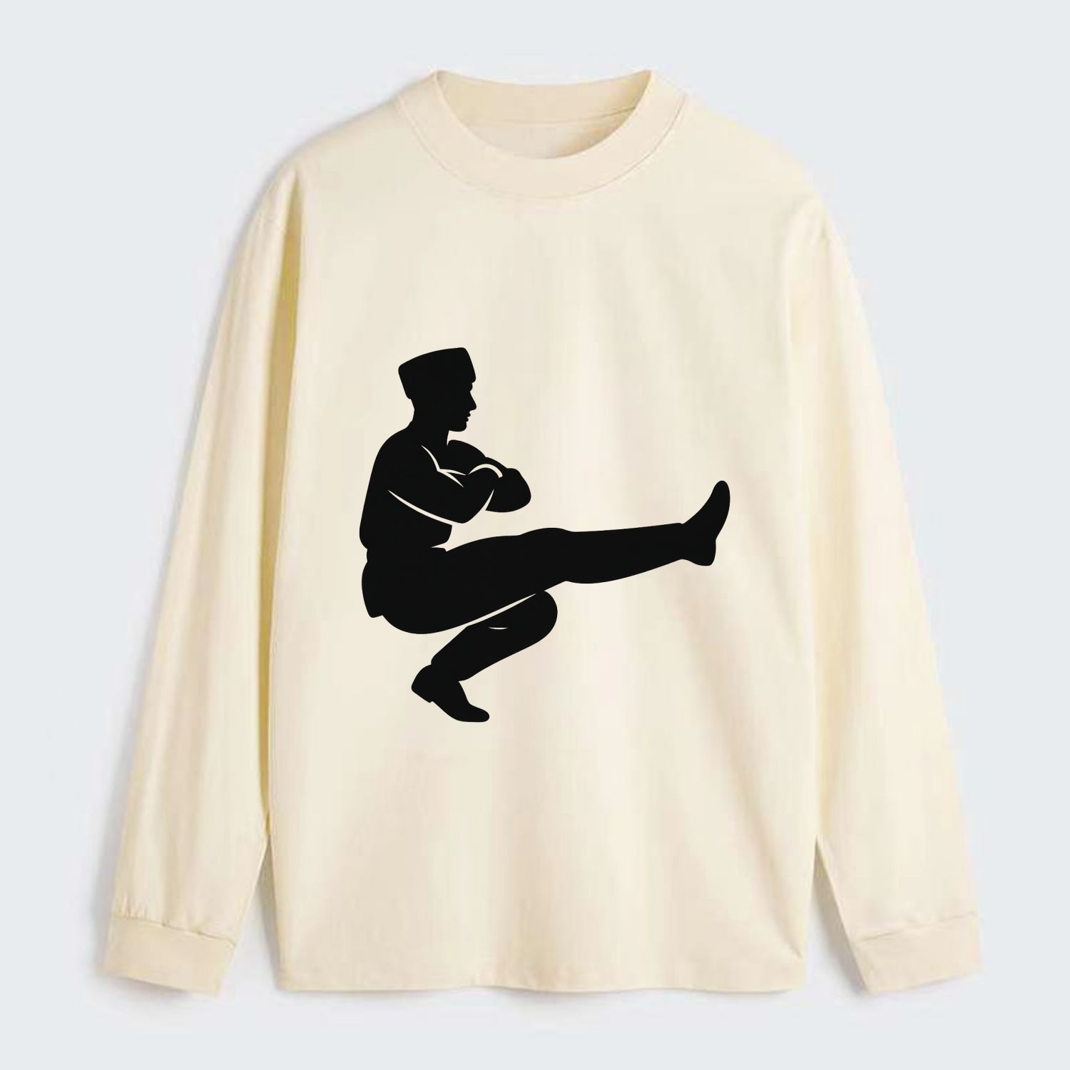 Russian Cossack dancer squat kick - Classic Long Sleeve Shirt - Beige