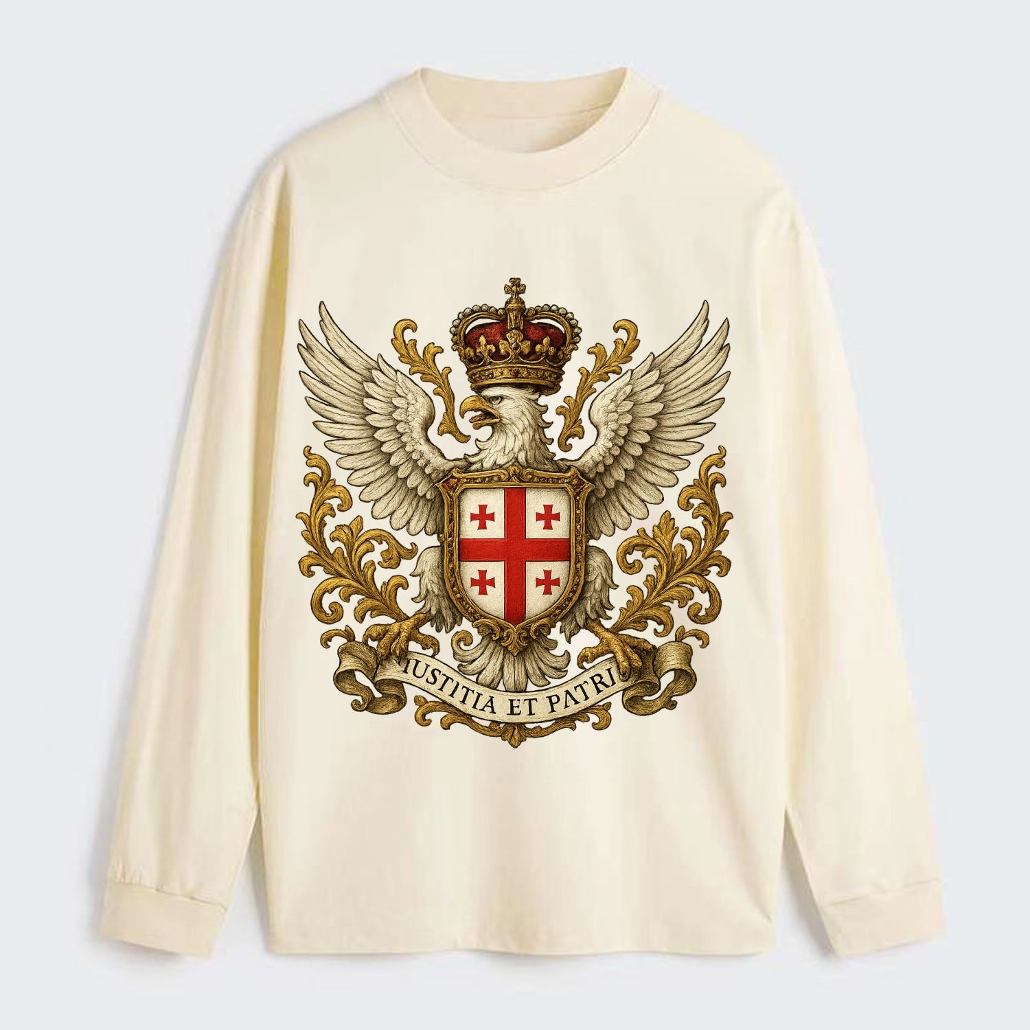 Georgia White Eagle Emblem - Classic Long Sleeve Shirt - Beige