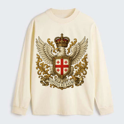 Georgia White Eagle Emblem - Classic Long Sleeve Shirt - Beige