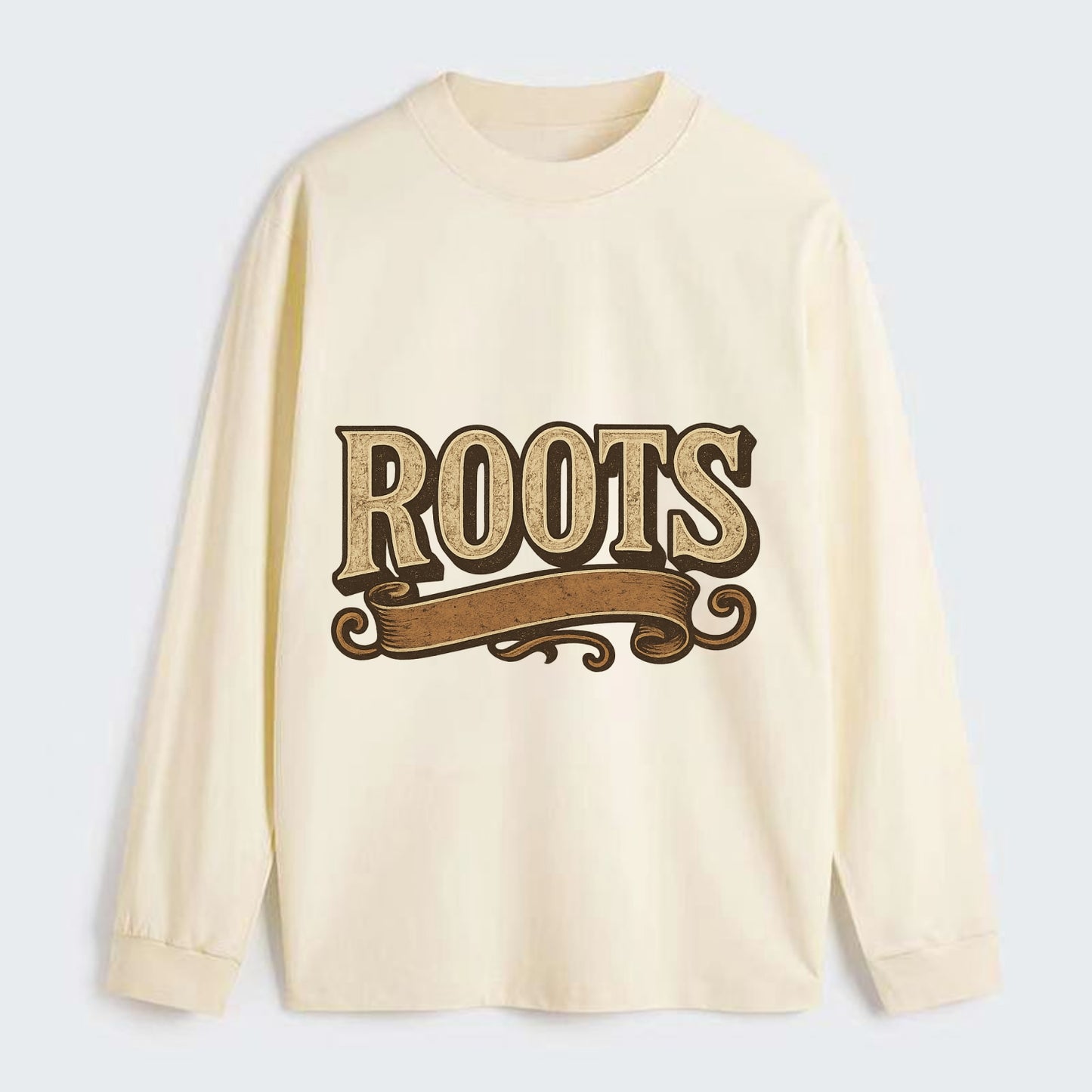 Bold typography design - "ROOTS" - where you come from, heritage - Classic Long Sleeve Shirt - Beige