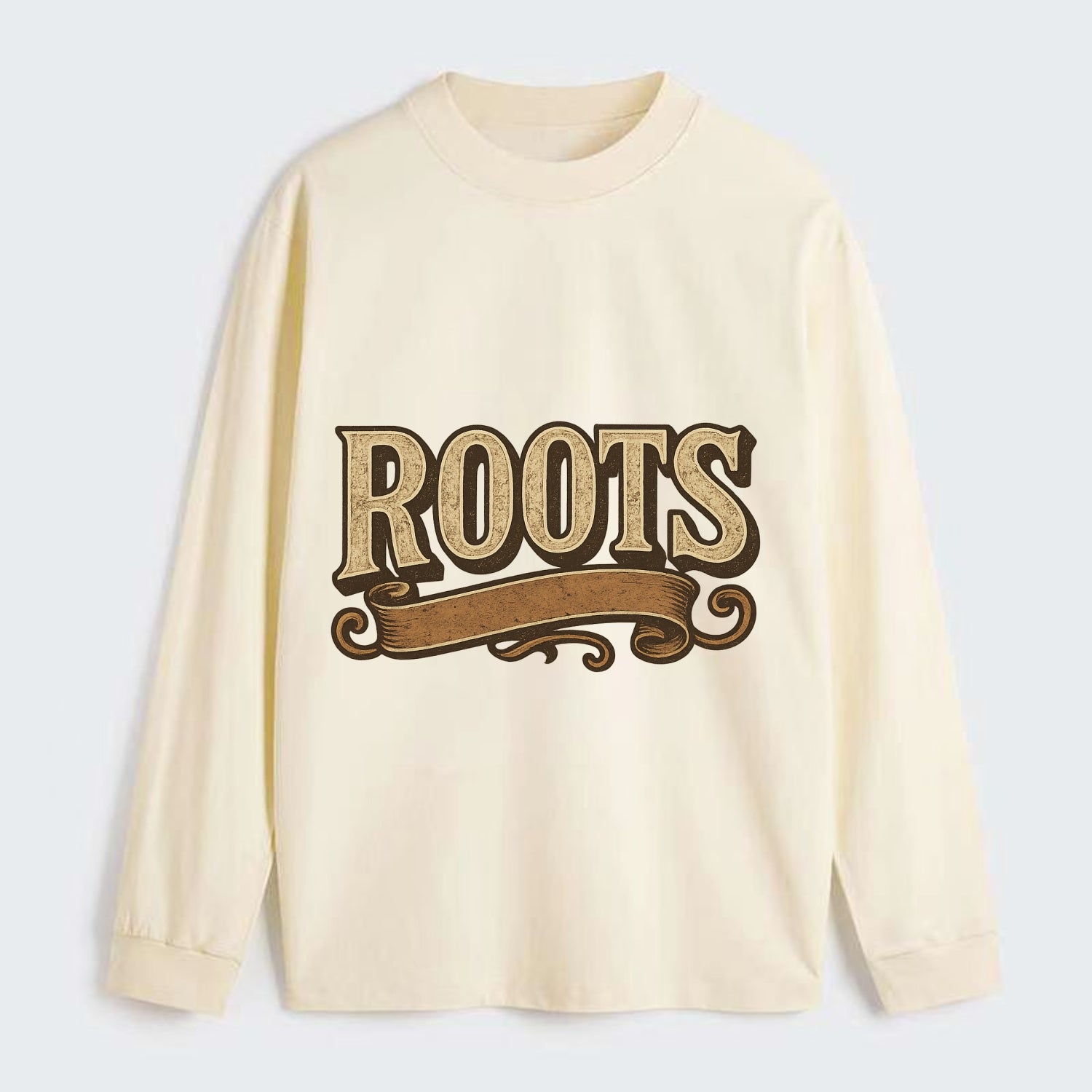Bold typography design - "ROOTS" - where you come from, heritage - Classic Long Sleeve Shirt - Beige