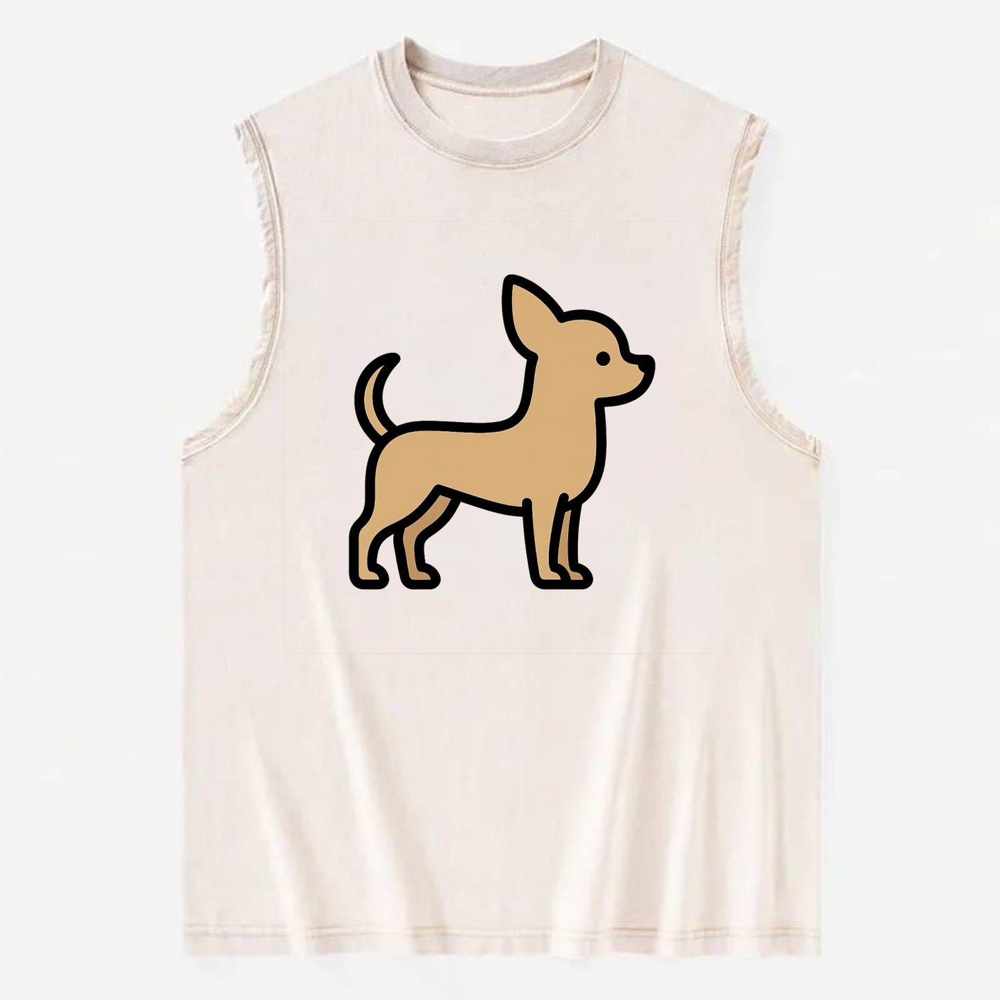 Chihuahua - Tan smooth coat flat side profile - Vintage Washed Tank - Beige