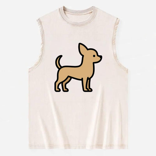 Chihuahua - Tan smooth coat flat side profile - Vintage Washed Tank