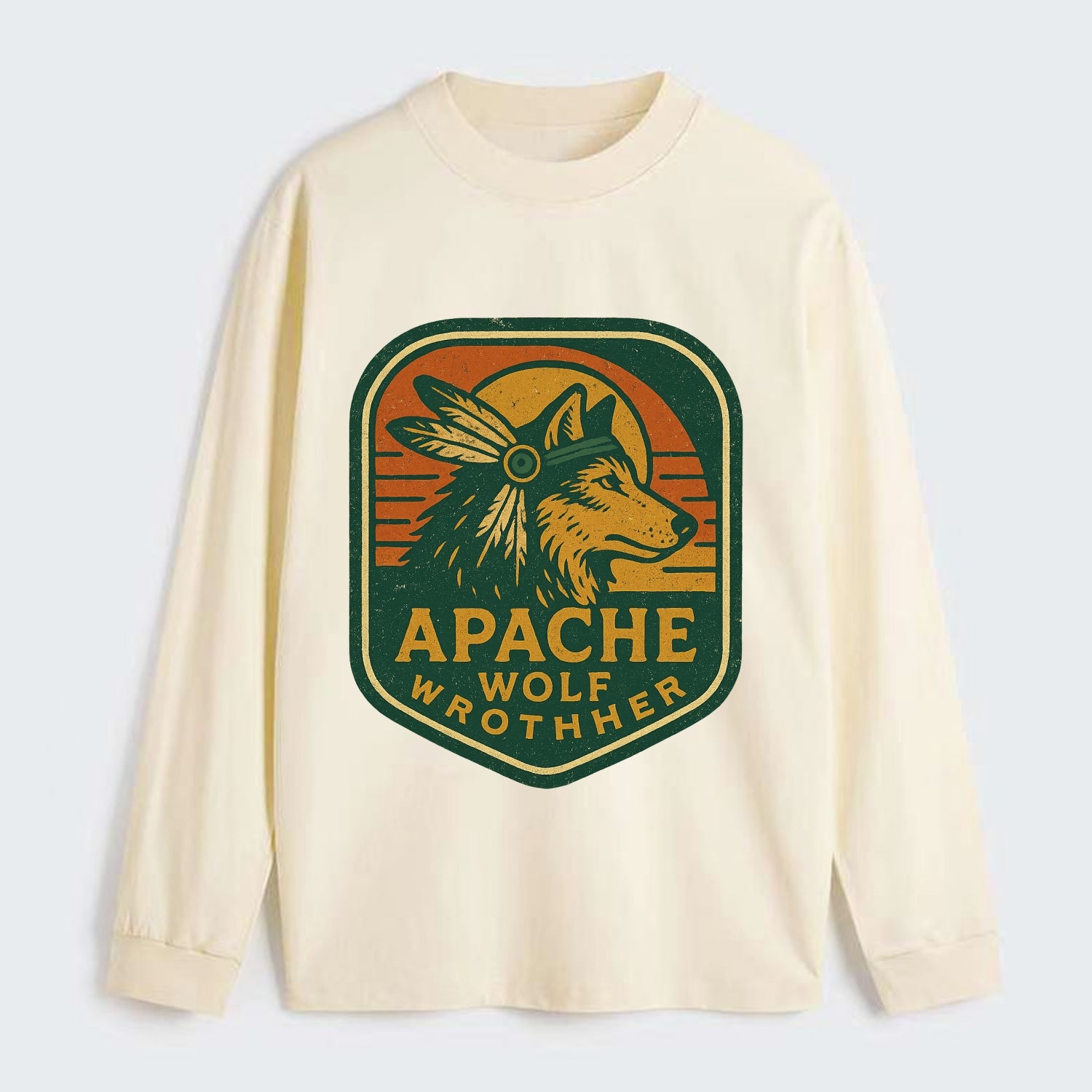 Apache Wolf Brother  - Classic Long Sleeve Shirt - Beige