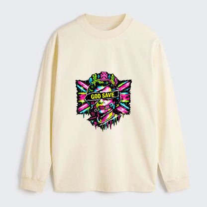 GOD SAVE | Torn royal portrait style | Blackout bar across eyes | - Classic Long Sleeve Shirt - Beige