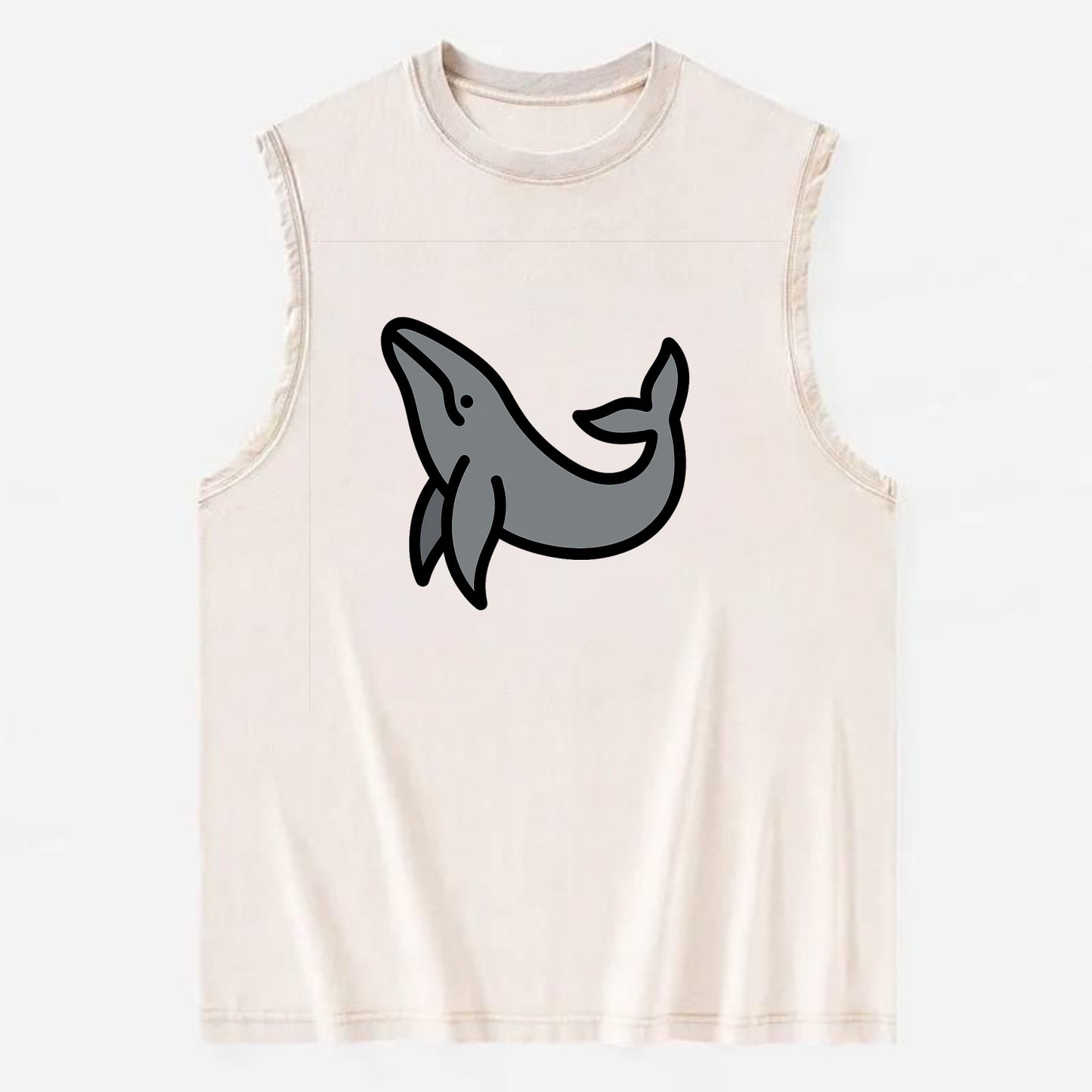 Humpback Whale - Gray breaching pose flat side profile - Vintage Washed Tank - Beige