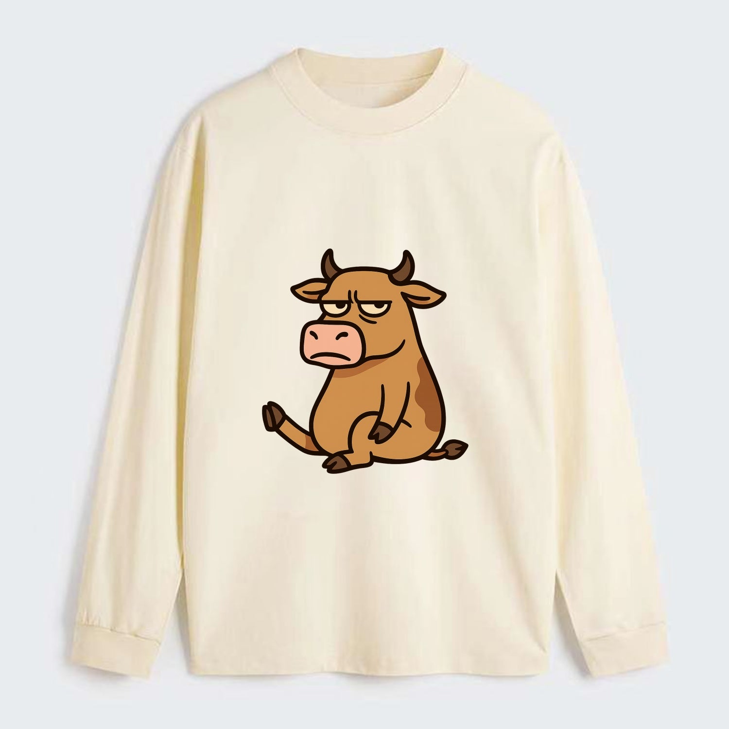 The Cow Judging Silently - Classic Long Sleeve Shirt - Beige