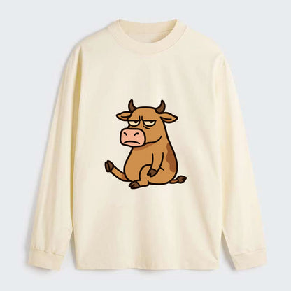 The Cow Judging Silently - Classic Long Sleeve Shirt - Beige