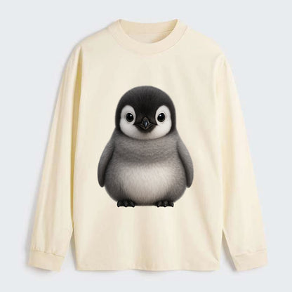 Baby Adelie Penguin - black and white, round body, curious eyes, - Classic Long Sleeve Shirt - Beige