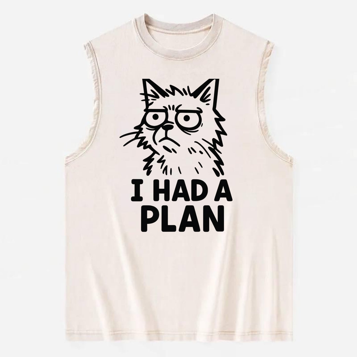 Existential Crisis Cat - Vintage Washed Tank - Beige
