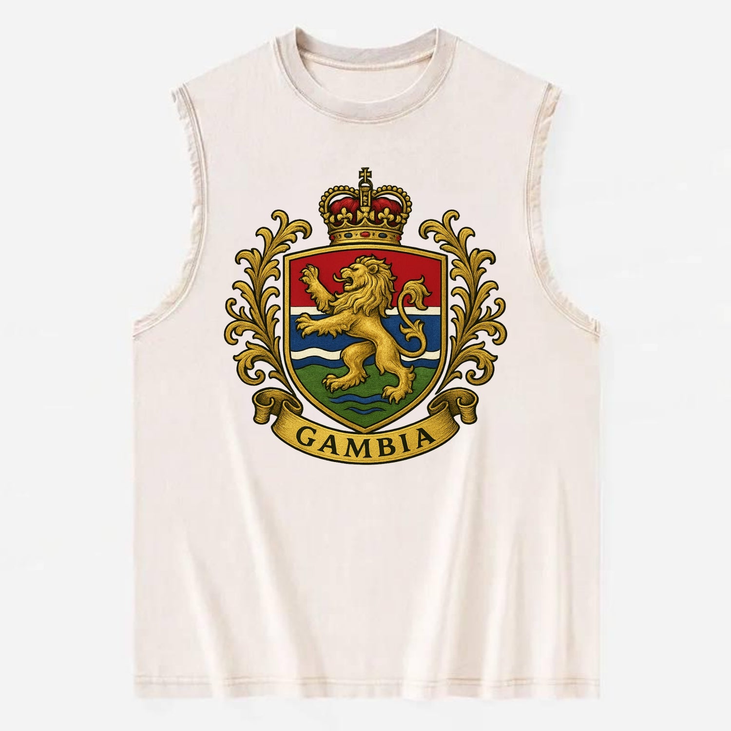 Gambia Heritage Badge  - Vintage Washed Tank - Beige