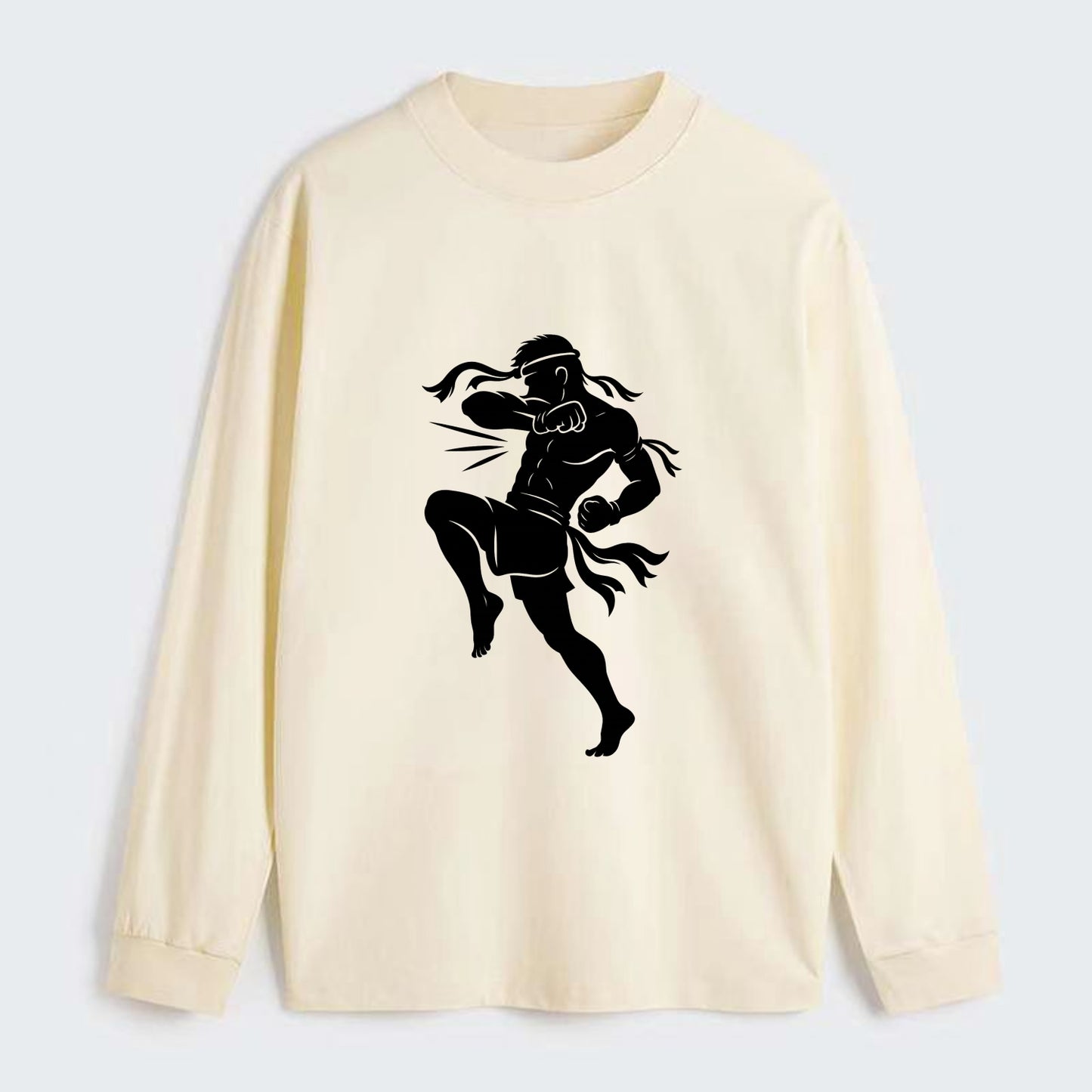Thai Muay Thai fighter elbow strike - Classic Long Sleeve Shirt - Beige